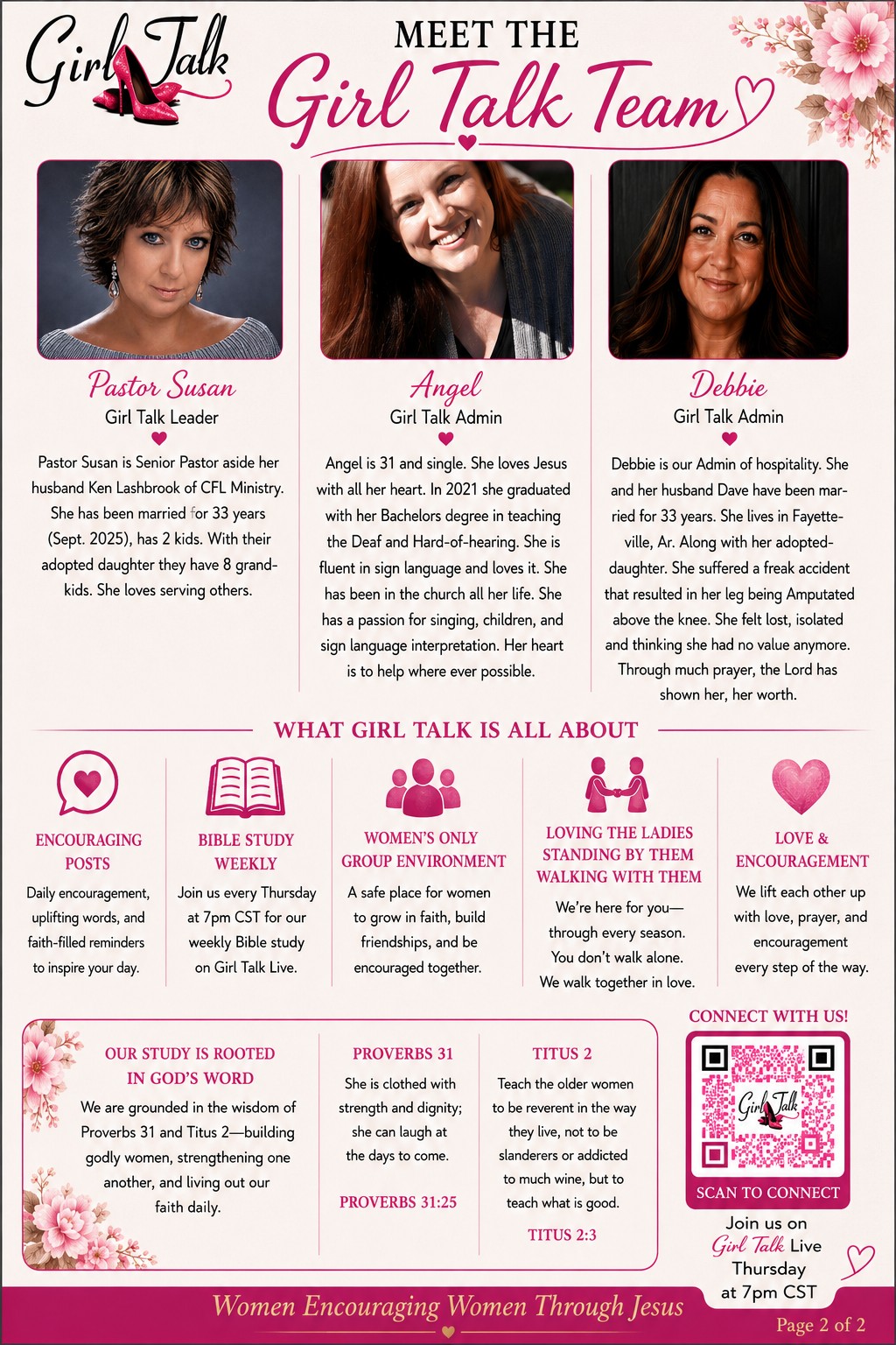 Meet the Girl Talk Team: Pastor Susan, Angel, and Debbie